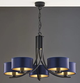 Κρεμαστό Πολύφωτο Arthur Φ75cm Μαύρο με Μπλε Ύφασμα