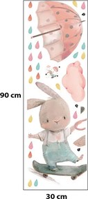 Παιδικά Αυτοκόλλητα Τοίχου Sipo Bunny On Skateboard SIP-WS63038