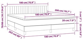 Κρεβάτι Boxspring με Στρώμα &amp; LED Taupe 180x200 εκ. Υφασμάτινο - Μπεζ-Γκρι