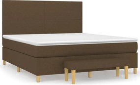 vidaXL Κρεβάτι Boxspring με Στρώμα Σκούρο Καφέ 160x200 εκ Υφασμάτινο