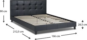 Κρεβάτι Sissy Megapap από τεχνόδερμα χρώμα μαύρο 160x200εκ.
