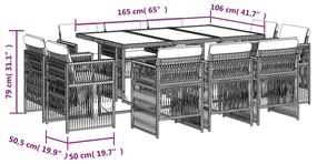 vidaXL Σετ Τραπεζαρίας Κήπου 11 τεμ. Μπεζ Συνθετικό Ρατάν με Μαξιλάρια