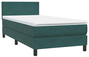 Box Spring κρεβάτι με στρώμα σκούρο πράσινο 80x220εκ. Βελούδινο - Πράσινο