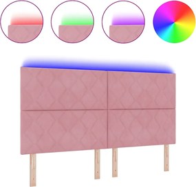 vidaXL LED κεφαλάρι Ροζ 180 cm Τεχνητό Δέρμα