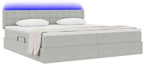 vidaXL Κρεβάτι με αποθηκευτικό χώρο και LED Ανοιχτό γκρι 200 x 200 cm