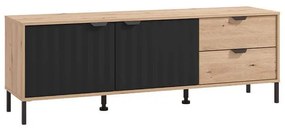 Έπιπλο Τηλεόρασης Vandea 157 3K2F2V Artisan Oak - Μαύρο Μάτ 157x40x54 εκ.