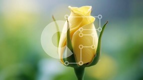 Intra Συλλεκτικό Ξύλινο Παζλ Plywood  4mm - Μονό κίτρινο τριαντάφυλλο με πράσινα φύλλα Σε Ξύλινο Κουτί - Διαστάσεις: 10x10 cm – 25 κομμάτια