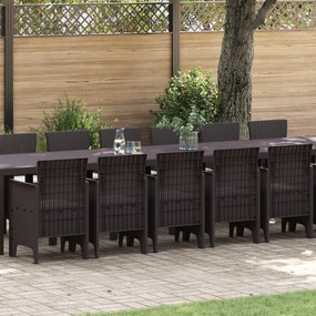 vidaXL Σετ Τραπεζαρίας Κήπου 17 pcs Καφέ Large Ρατάν πολυαιθυλενίου