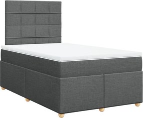 vidaXL Κρεβάτι Boxspring με Στρώμα Σκούρο Γκρι 120x190 εκ Υφασμάτινο