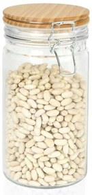 Βάζο Αποθήκευσης Medium LBTAH-CC69341 Φ10x20cm 1000ml Clear-Natural Andrea House Wood, Glass