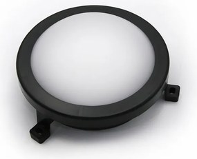 Led απλίκα μαύρη στρόγγυλη πλαστική 6W 420Lm 4000k ενδιάμεσο λευκό φως στεγανή ΙΡ54