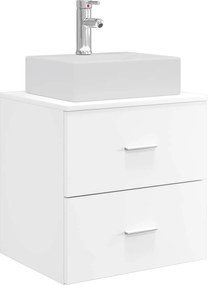 vidaXL Σετ Επίπλων Μπάνιου 5 pcs Λευκό Επεξεργασμένο Ξύλο και Γυαλί