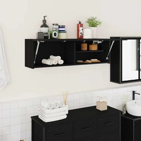 vidaXL ντουλάπι τοίχου μπάνιου μαύρο 100x25x30 cm κατασκευασμένο ξύλο