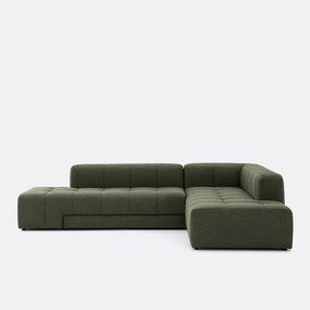 Γωνιακός καναπές δεξιός, μετατρέψιμος, με λεπτή μπουκλέ επένδυση, FANO