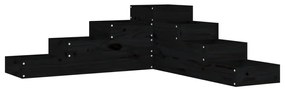 Ζαρντινιέρα 4 Επιπέδων Μαύρη 106x104,5x36 εκ. Μασίφ Ξύλο Πεύκου - Μαύρο