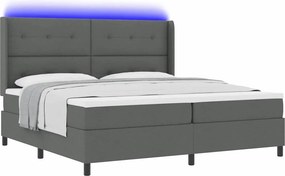 vidaXL LED Κρεβάτι με βάθρο Σκούρο Γκρι 200 x 200 cm ύφασμα