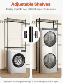 VEVOR Over Washer and Dryer Storage Shelf Two Row 5 Tiers Washer Rack Black