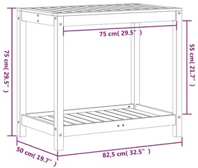 ΤΡΑΠΕΖΙ ΚΗΠΟΥΡΙΚΗΣ ΜΕ ΡΑΦΙ 82,5X50X75 ΕΚ. ΕΜΠΟΤ. ΞΥΛΟ ΠΕΥΚΟΥ 832401