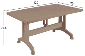 Τραπέζι πολυπροπυλενίου καπουτσίνο 120x70x73.5Υ εκ. 120x70x73.5 εκ.