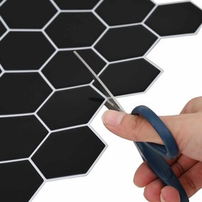 vidaXL Εξάγωνο Πλακάκι 50 pcs Μαύρο 30 x 30 cm Πολυουρεθάνη και PET
