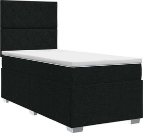 vidaXL Κρεβάτι box spring με στρώμα Μαύρο 90 x 200 cm Ύφασμα