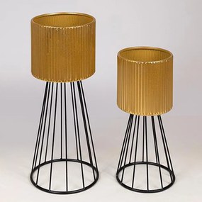 Κασπώ Με Βάση (Σετ 2Τμχ) 752-18092 Φ21,5x51cm / Φ18,5x40,5cm Black-Gold Estheti Home Μέταλλο
