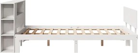 vidaXL Κρεβάτι Βιβλιοθήκη Χωρίς Στρώμα Λευκό 135x190 εκ Μασίφ Πεύκο