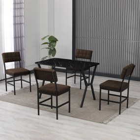 Extendable Dining Table &amp; Chairs Set (5 Pieces) Dubai - Brown, Black Brown
Black