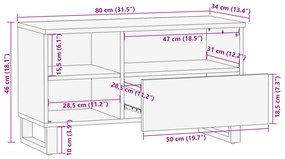 ΈΠΙΠΛΟ ΤΗΛΕΟΡΑΣΗΣ 80X34X46 ΕΚ. ΑΠΟ ΜΑΣΙΦ ΞΥΛΟ ΑΚΑΚΙΑΣ 377520