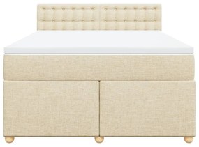 Κρεβάτι Boxspring με Στρώμα Κρεμ 140x200 εκ. Υφασμάτινο - Κρεμ