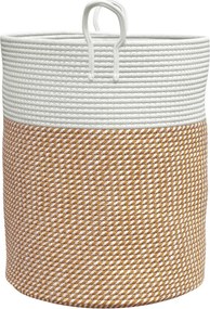 vidaXL Καλάθι Αποθήκευσης Καφέ και Λευκό Ø38 x 46 εκ. Βαμβακερό