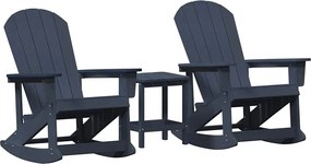 vidaXL Σετ Ξαπλώστρας Κήπου 3 pcs Σκούρο μπλε HDPE