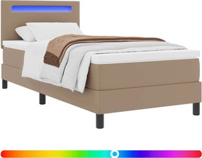 vidaXL Κρεβάτι με ελατήρια Καπουτσίνο 100 x 200 cm Τεχνητό δέρμα