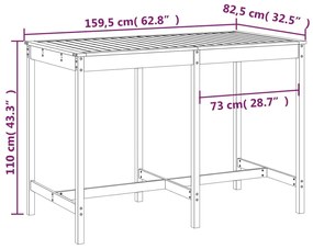 ΤΡΑΠΕΖΙ ΚΗΠΟΥ ΓΚΡΙ 159,5X82,5X110 ΕΚ. ΑΠΟ ΜΑΣΙΦ ΞΥΛΟ ΠΕΥΚΟΥ 824097