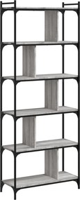 vidaXL Βιβλιοθήκη 6 Επιπέδων Γκρι Sonoma 76 x 32 x 192 εκ. Επεξ. Ξύλο