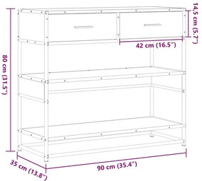 Τραπέζι Κονσόλα Μαύρο 90x35x80 εκ. Επεξεργασμένο Ξύλο - Μαύρο