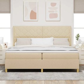 vidaXL Κρεβάτι με ελατήρια με στρώμα Κρεμ 200 x 200 cm ύφασμα