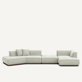 Γωνιακός καναπές δεξιός XL με υποπόδιο από βελούδο stonewashed, JACOPO