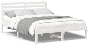 vidaXL Σκελετός Κρεβατιού Λευκό 135 x 190 cm Μασίφ ξύλο πεύκου