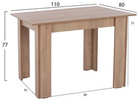 Τραπέζι Κουζίνας Kelvin Sonoma Oak 110x80x77Υεκ.