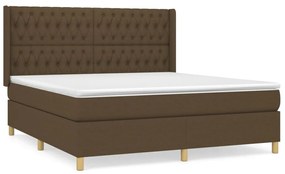 vidaXL Κρεβάτι Boxspring με Στρώμα Σκούρο Καφέ 180x200 εκ Υφασμάτινο