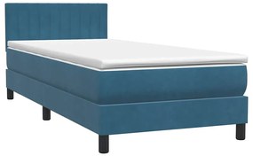 Κρεβάτι Boxspring με Στρώμα Σκούρο Μπλε 90x220 εκ. Βελούδινο - Μπλε