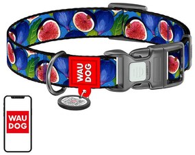 Nylon dog collar with QR code Waudog "Fig" size XL