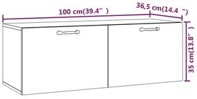 Έπιπλο Τηλεόρασης Τοίχου Καπνιστή δρυς 100x30x30 εκ. Επεξ. Ξύλο - Καφέ