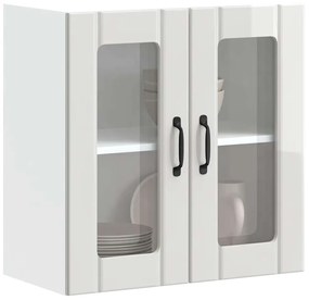 vidaXL Ντουλάπι Κουζίνας με Γυάλινη Πόρτα "Lucca" από Γυαλιστερό Λευκό Τεχνητό Ξύλο
