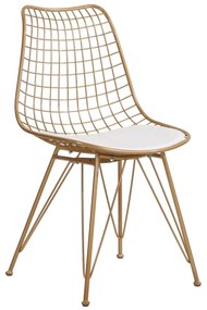 Καρέκλα Μεταλλική FAGUS Με Μαξιλάρι Χρυσό 49x58x83.5cm