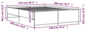 Πλαίσιο Κρεβατιού Γκρι Sonoma 140x200 εκ. Επεξ. Ξύλο &amp; Μέταλλο - Γκρι