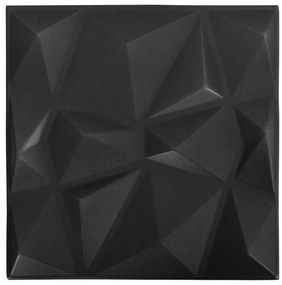 vidaXL Πάνελ Τοίχου 3D 24 τεμ. Μαύρο Διαμαντιού 50 x 50 εκ. 6 μ²