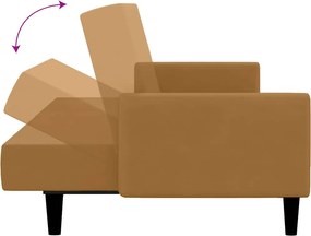 vidaXL Καναπές Κρεβάτι Διθέσιος Καφέ Βελούδινος