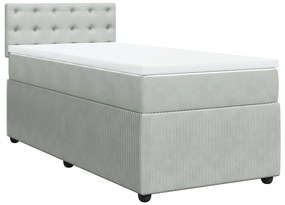 vidaXL Κρεβάτι Boxspring με Στρώμα Ανοιχτό Γκρι 80x200 εκ. Βελούδινο